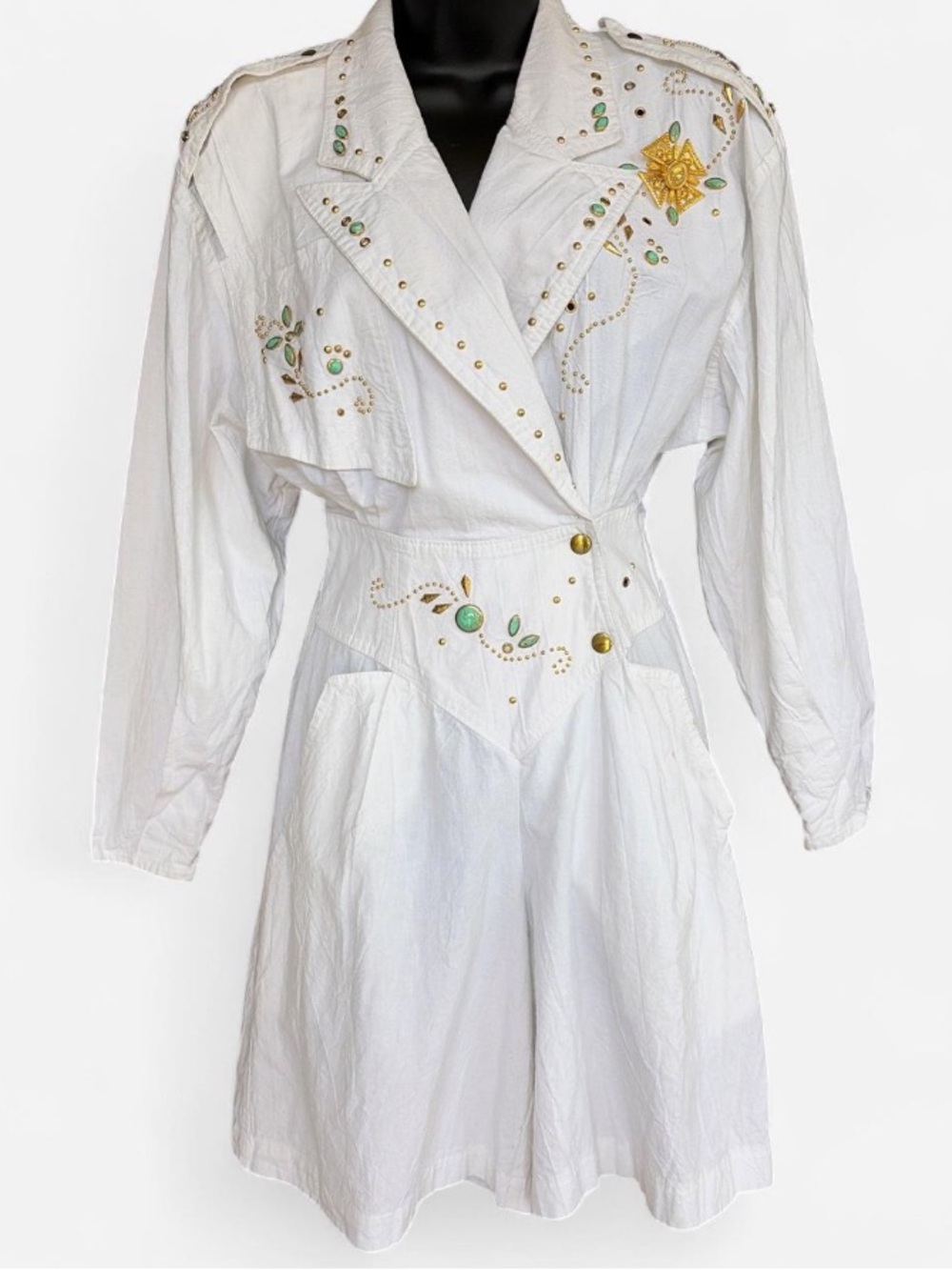 Vintage Cache White Embellished Women's Romper